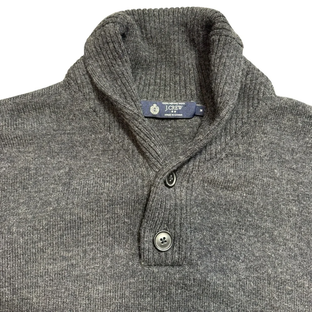 J.Crew Shawl Collar 100% Merino Wool Grey Sweater Size M